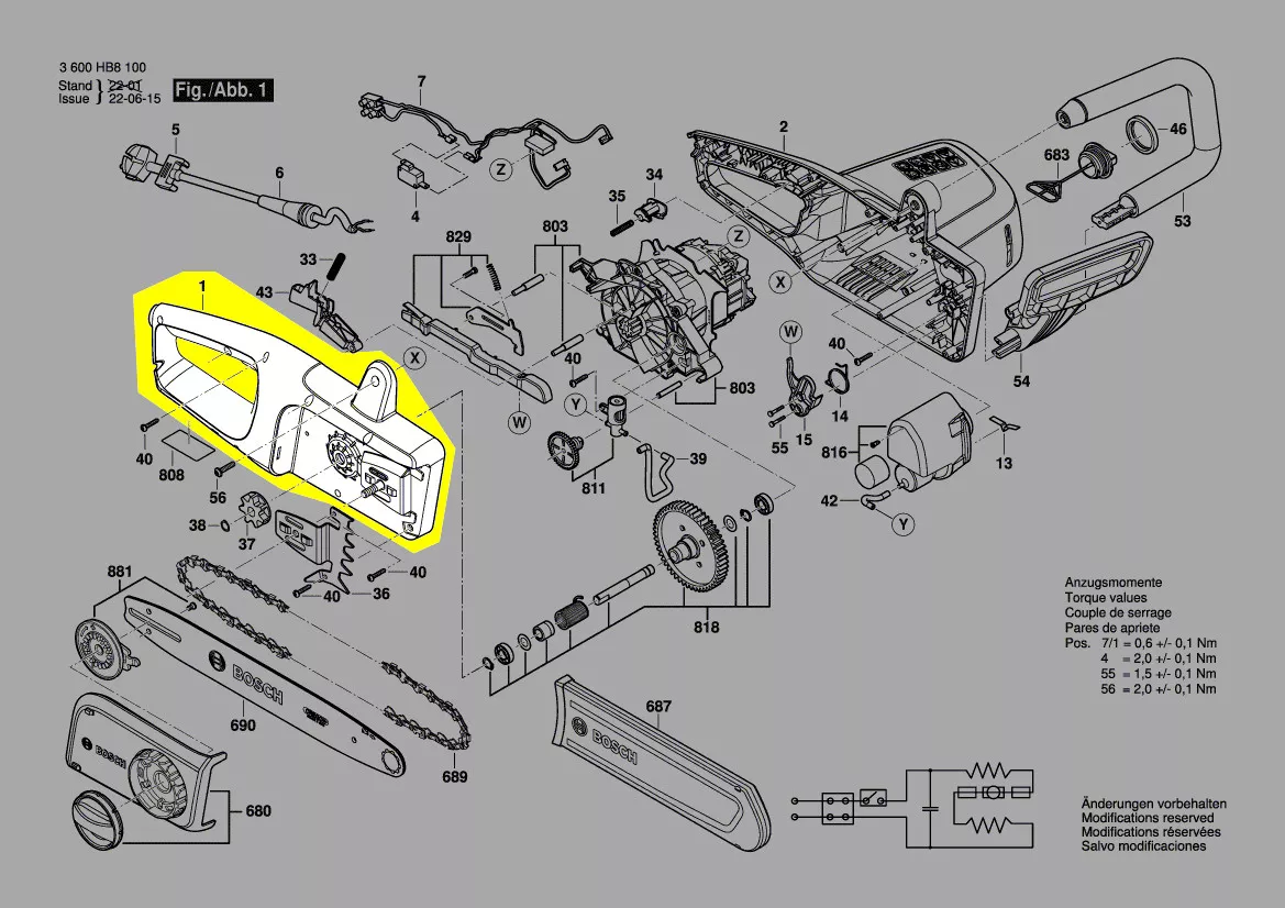 Carter réf. 1 605 806 69U pour tronçonneuse Bosch